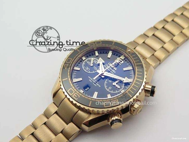 0601 Premium Seamaster Professional Chrono RG Black Ceramic Black Dial On RG Bracelet A 8212